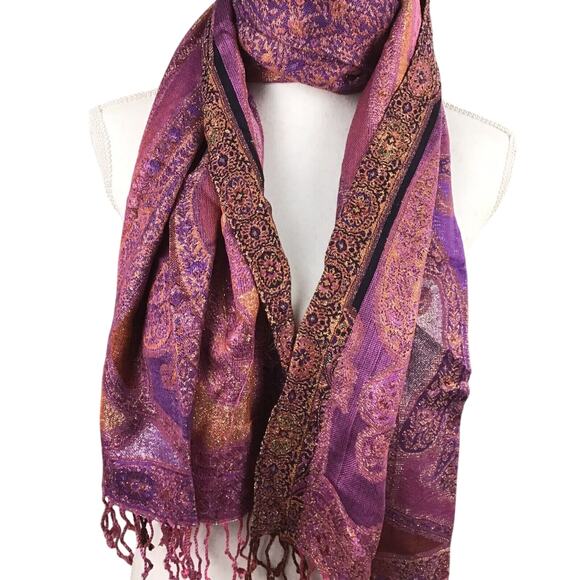 Collection 18 Womens Scarf Purple Opulence Blanket Multifunctional Fringe - Picture 3 of 13